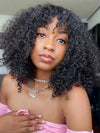 Signature No Lace Wigs Collection Human Hair Wigs With Bangs Curly Bob Wig Wear & Go Glueless